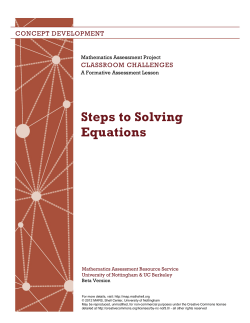 Steps to Solving Equations CONCEPT DEVELOPMENT CLASSROOM CHALLENGES
