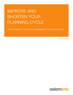 IMPROVE AND SHORTEN YOUR PLANNING CYCLE