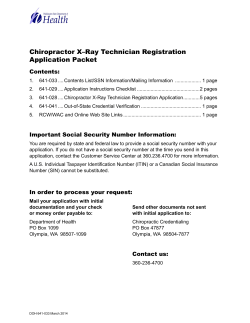 Chiropractor X–Ray Technician Registration Application Packet Contents: