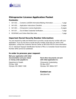 Chiropractor License Application Packet Contents: