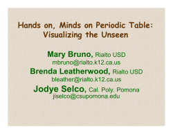 Jodye Selco Hands on, Minds on Periodic Table: Visualizing the Unseen Mary Bruno,