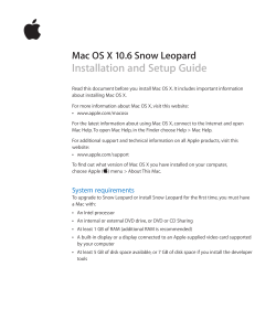 Installation and Setup Guide Mac OS X 10.6 Snow Leopard