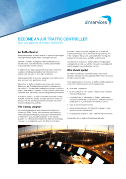 BECOME AN AIR TRAFFIC CONTROLLER Gain your Diploma of Aviation (AVI50308)