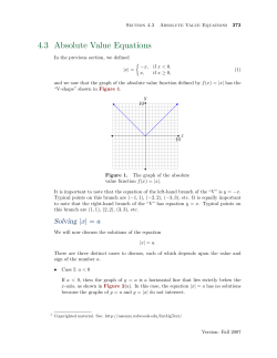 4.3 Absolute Value Equations y 10 x
