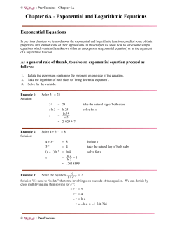 Chapter 6A Exponential Equations