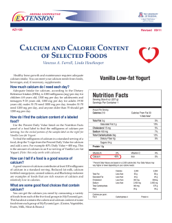 Calcium and Calorie Content of Selected Foods E    TENSION