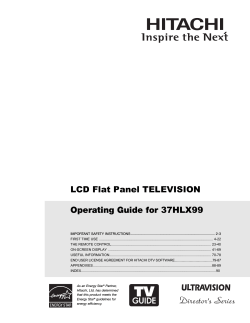 LCD Flat Panel TELEVISION 37HLX99 Operating Guide for