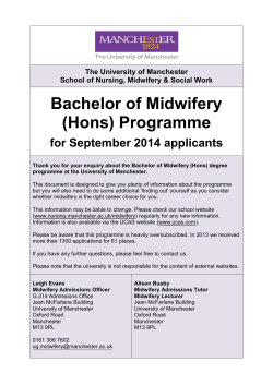 Bachelor of Midwifery (Hons) Programme for September 2014 applicants
