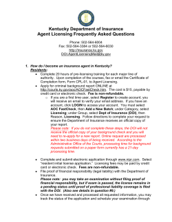 Kentucky Department of Insurance Agent Licensing Frequently Asked Questions