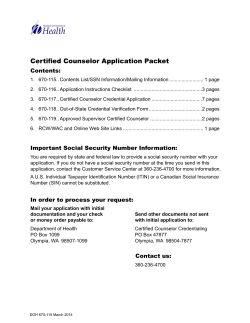 Certified Counselor Application Packet Contents: