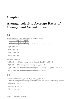 Chapter 3 Average velocity, Average Rates of Change, and Secant Lines 3.1