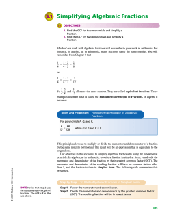 Simplifying Algebraic Fractions 5.1 OBJECTIVES