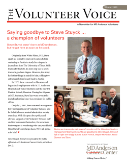 Volunteer Voice Saying goodbye to Steve Stuyck … a champion of volunteers