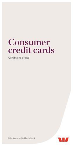 Consumer credit cards Conditions of use 1