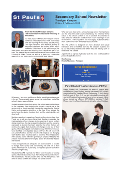 Secondary School Newsletter Traralgon Campus Edition 8, 30 March 2012