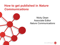 Nature Communications Nicky Dean Associate Editor