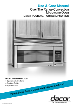 Use &amp; Care Manual Over The Range Convection Microwave Oven