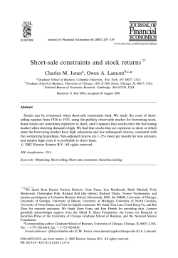 Short-sale constraints and stock returns Charles M. Jones , Owen A. Lamont *