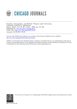 Sexuality, Pornography, and Method: &#34;Pleasure under Patriarchy Author(s): Catherine A. MacKinnon Source: