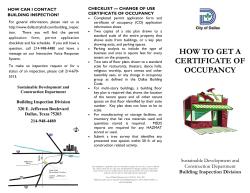 CHECKLIST — CHANGE OF USE CERTIFICATE OF OCCUPANCY