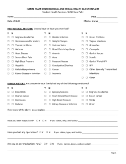 INITIAL EXAM GYNECOLOGICAL AND SEXUAL HEALTH QUESTIONNAIRE Name __________________________________________________