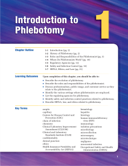 1 Introduction to Phlebotomy Chapter Outline