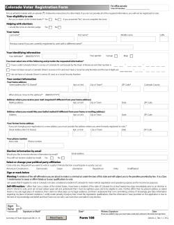 Colorado Voter  Registration Form *
