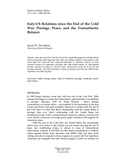 Italy-US Relations since the End of the Cold Balance Jason W. Davidson