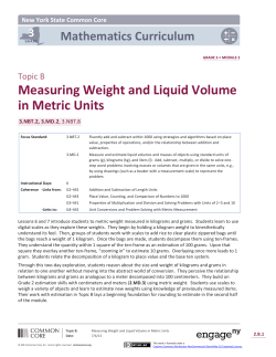 Measuring Weight and Liquid Volume in Metric Units Mathematics Curriculum 3