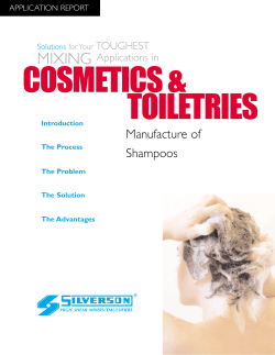 COSMETICS &amp; TOILETRIES MIXING Manufacture of