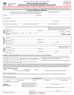 APPLICATION FOR BIRTH CERTIFICATE OR REGISTRATION PHOTOCOPY MAILING ADDRESS INFORMATION