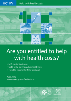 Are you entitled to help with health costs? HC11W Help with health costs