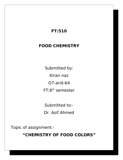FT:510 FOOD CHEMISTRY “CHEMISTRY OF FOOD COLORS” Submitted by: