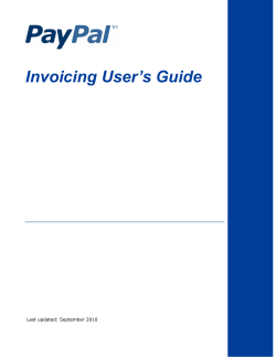 Invoicing User’s Guide Last updated: September 2010