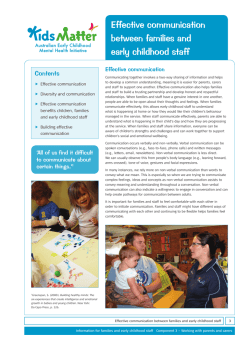 Effective communication between families and early childhood staff Contents