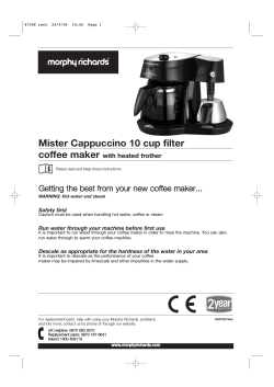 Mister Cappuccino 10 cup filter coffee maker G Ge