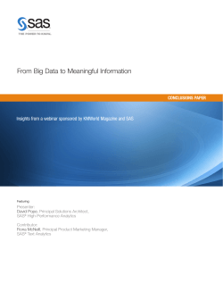 From Big Data to Meaningful Information CONCLUSIONS PAPER