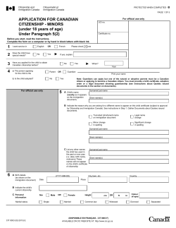 APPLICATION FOR CANADIAN CITIZENSHIP - MINORS (under 18 years of age)
