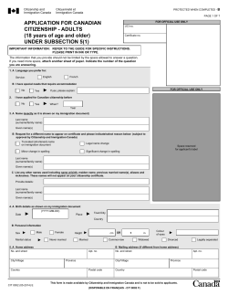 APPLICATION FOR CANADIAN CITIZENSHIP - ADULTS (18 years of age and older)
