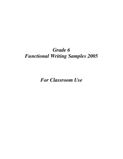 Grade 6 Functional Writing Samples 2005 For Classroom Use