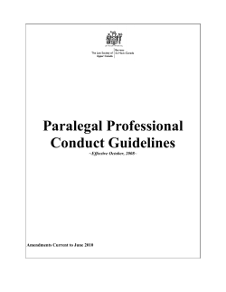Paralegal Professional Conduct Guidelines  ~Effective October, 2008