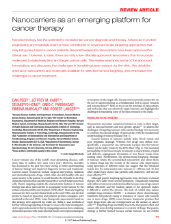 Nanocarriers as an emerging platform for cancer therapy REVIEW ARTICLE