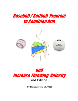 Baseball / Softball  Program to Condition Arm and