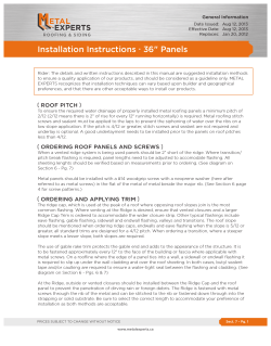 Installation Instructions . 36&#34; Panels general Information