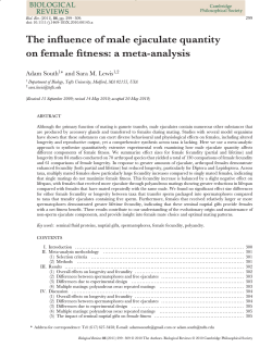 The influence of male ejaculate quantity on female fitness: a meta-analysis