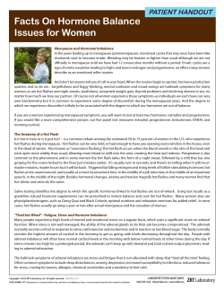 Facts On Hormone Balance Issues for Women PATIENT HANDOUT
