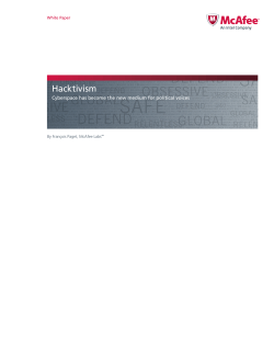 Hacktivism Cyberspace has become the new medium for political voices White Paper
