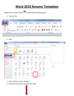 Word 2010 Resume Templates Double click on Word 2010