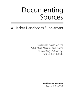 Documenting Sources A Hacker Handbooks Supplement Guidelines based on the