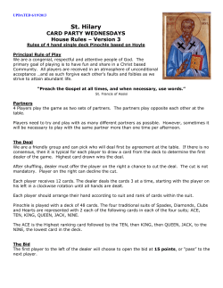 St. Hilary CARD PARTY WEDNESDAYS House Rules – Version 3